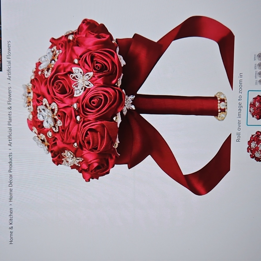 Brooch Bouquet dark red color.